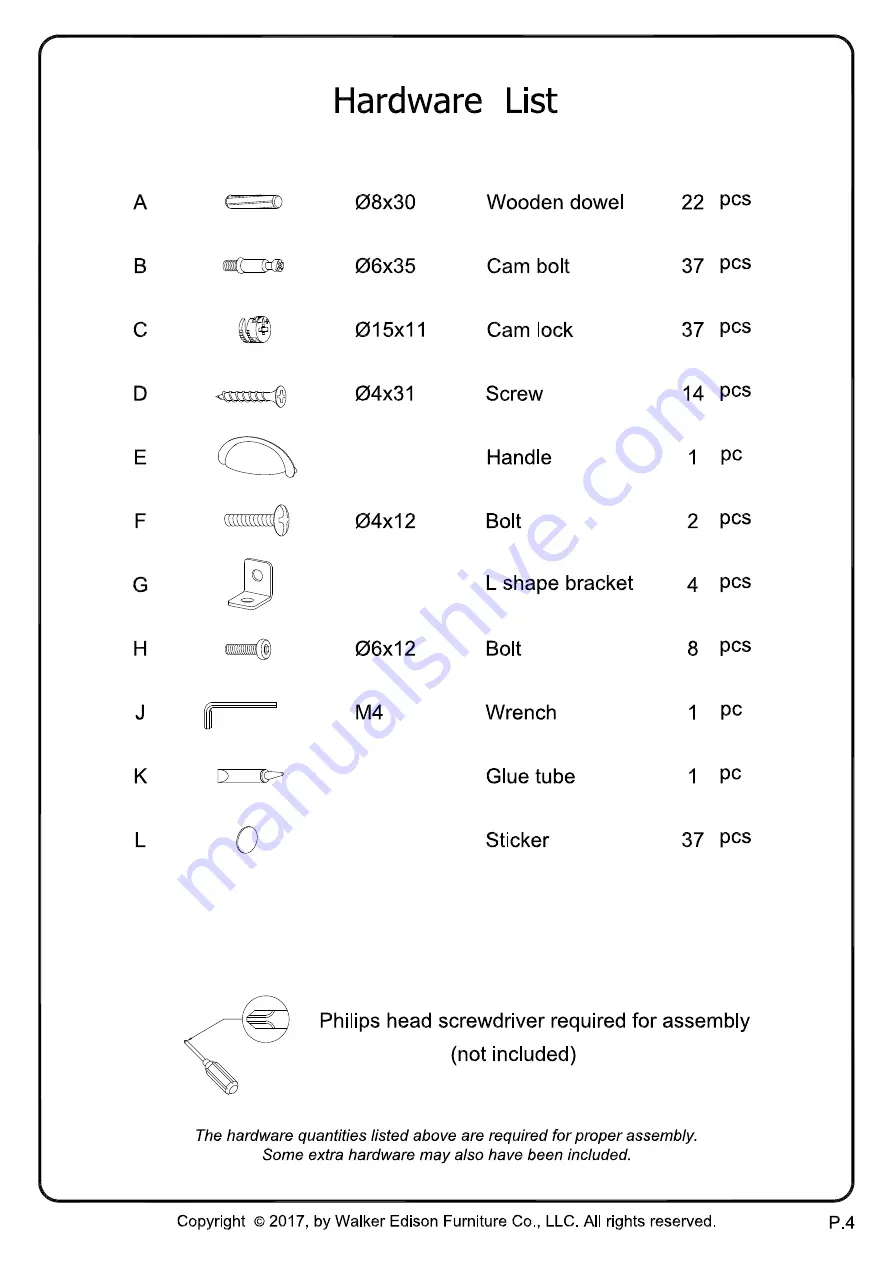 Walker Edison AF48CYET Assembly Instructions Manual Download Page 4