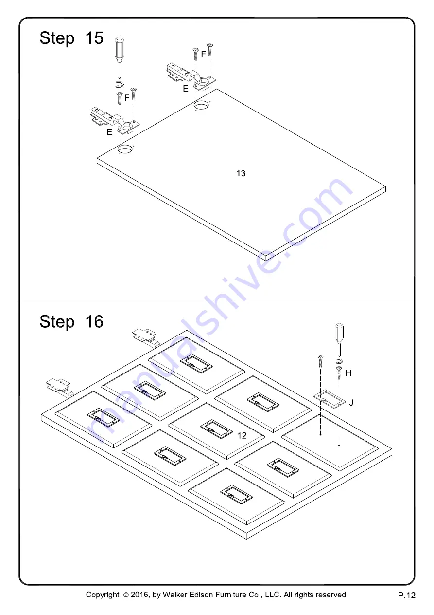 Walker Edison AH52APC Assembly Instructions Manual Download Page 12