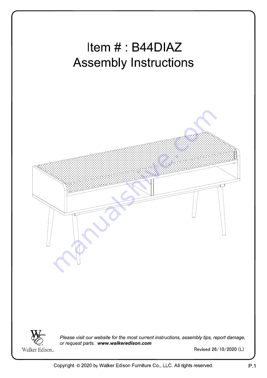 Walker Edison B44DIAZ Assembly Instructions Manual Download Page 1