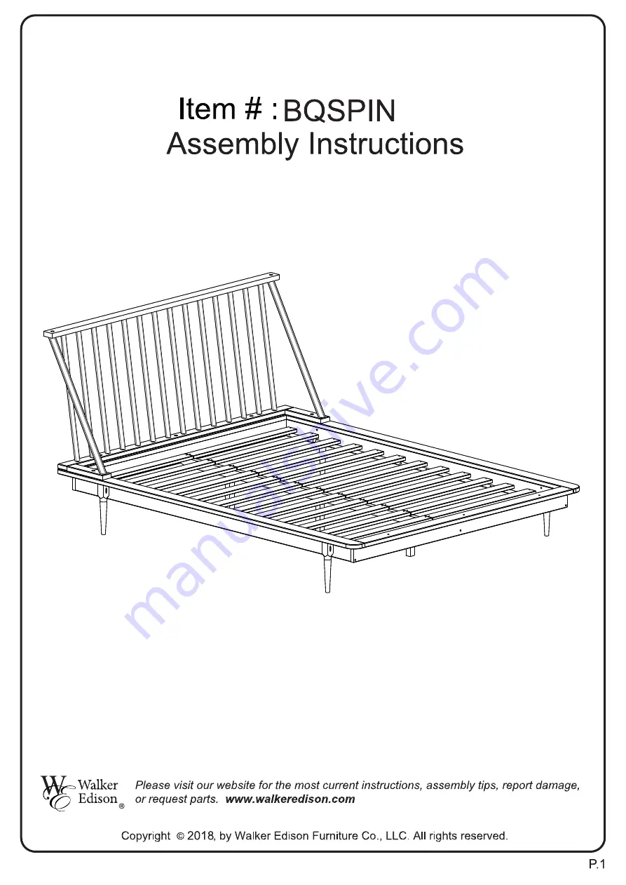 Walker Edison BQSPIN Assembly Instructions Manual Download Page 1