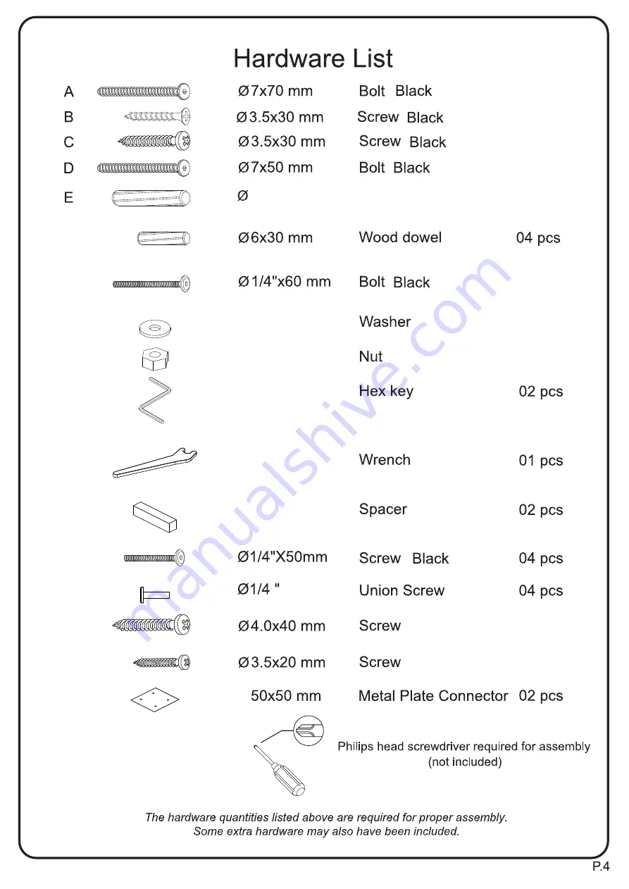 Walker Edison BQSPIN Assembly Instructions Manual Download Page 4