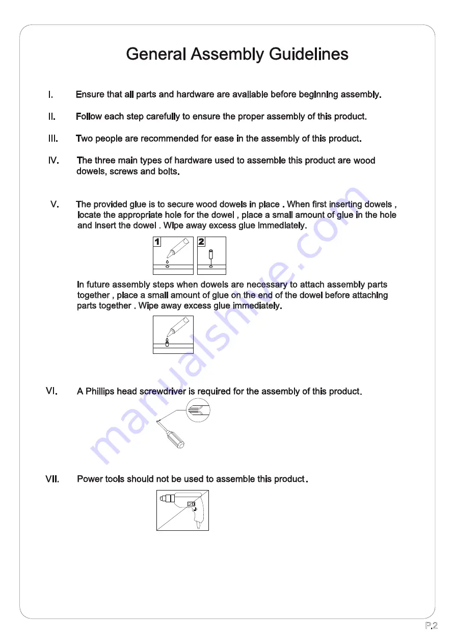 Walker Edison BR3DNS Assembly Instructions Manual Download Page 2