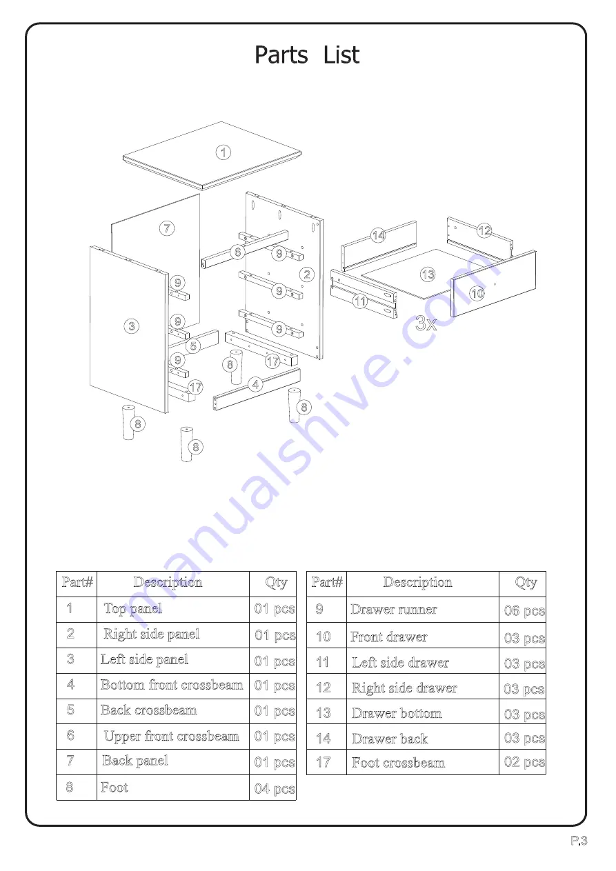 Walker Edison BR3DNS Скачать руководство пользователя страница 3