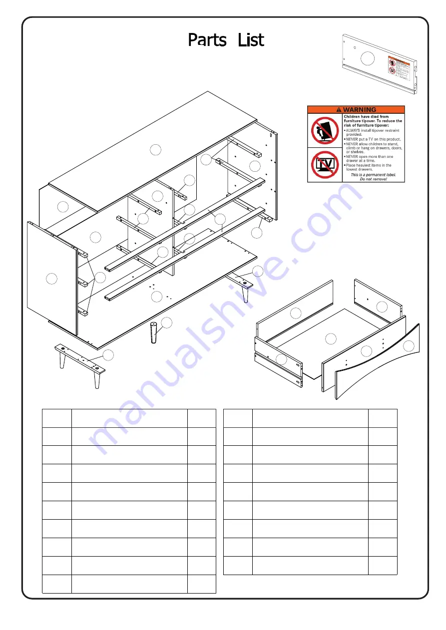 Walker Edison BRATT6DRD Assembly Instructions Manual Download Page 3