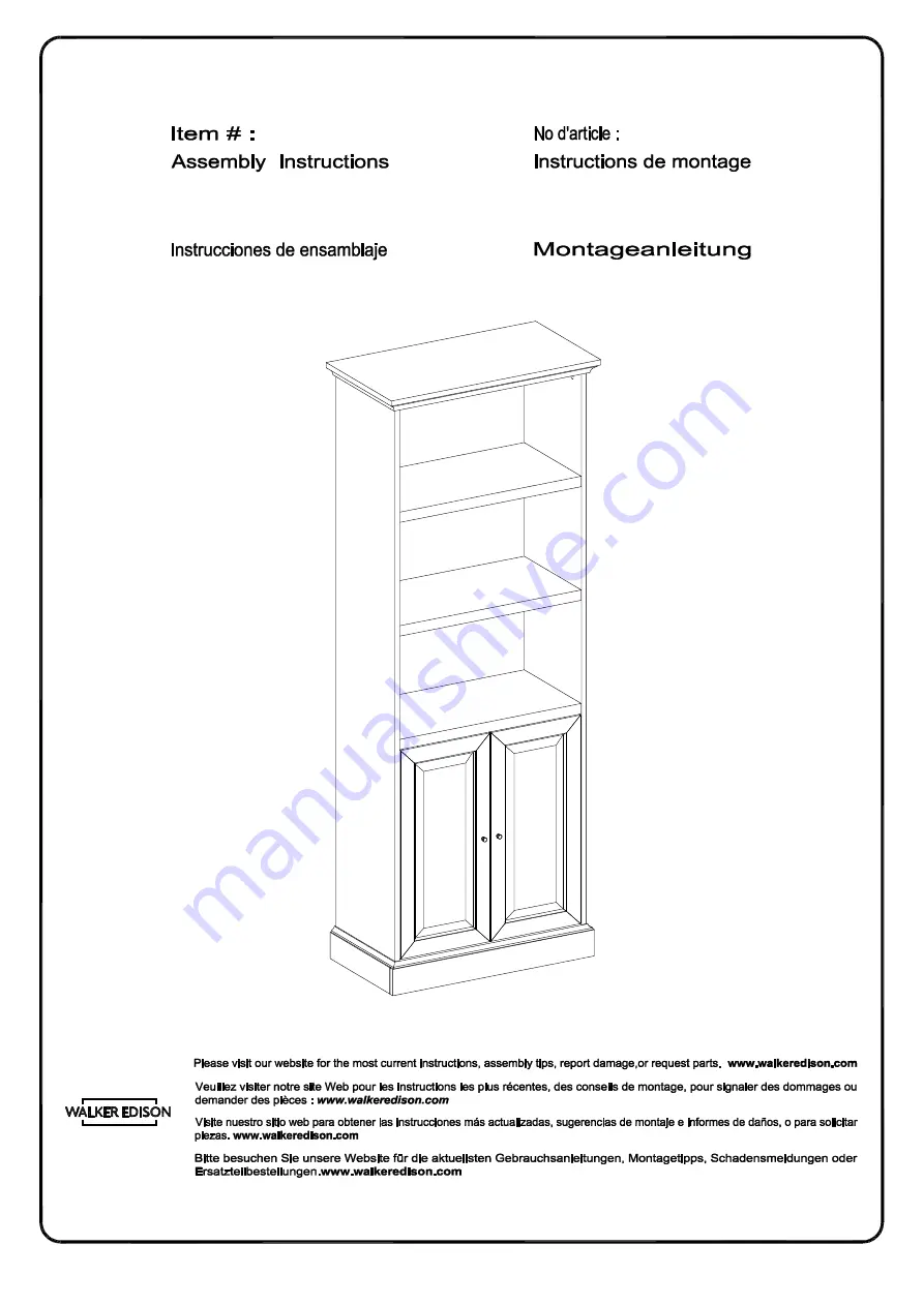 Walker Edison BS68LUK2D Assembly Instructions Manual Download Page 1