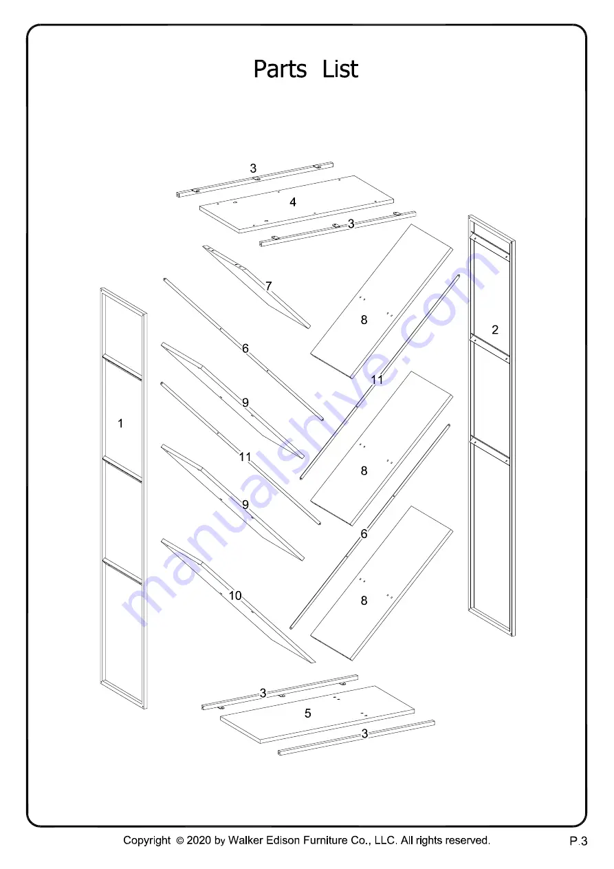 Walker Edison BS68VON Assembly Instructions Manual Download Page 3