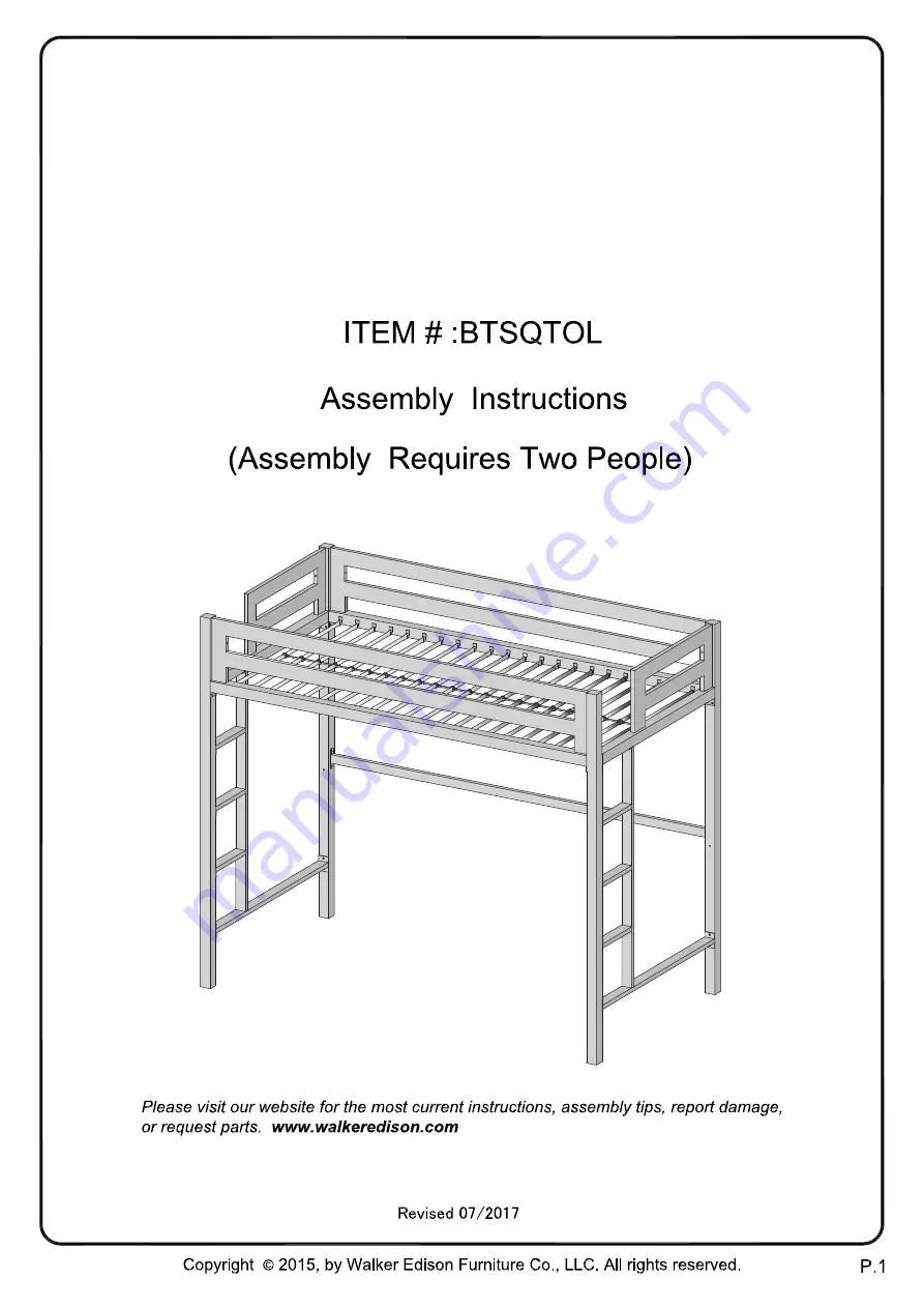 Walker Edison BTSQTOL Assembly Instructions Manual Download Page 1