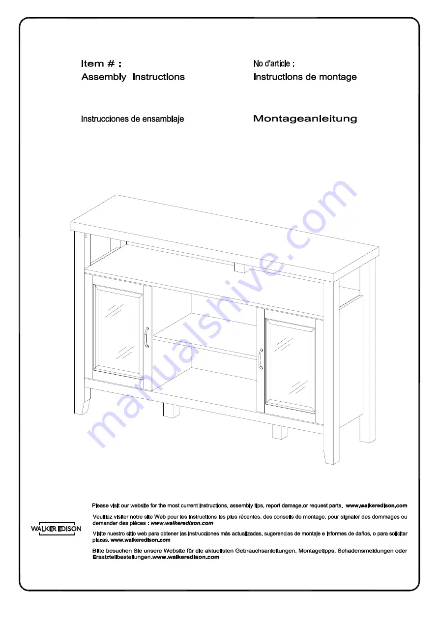 Walker Edison BU52JOR Assembly Instructions Manual Download Page 1