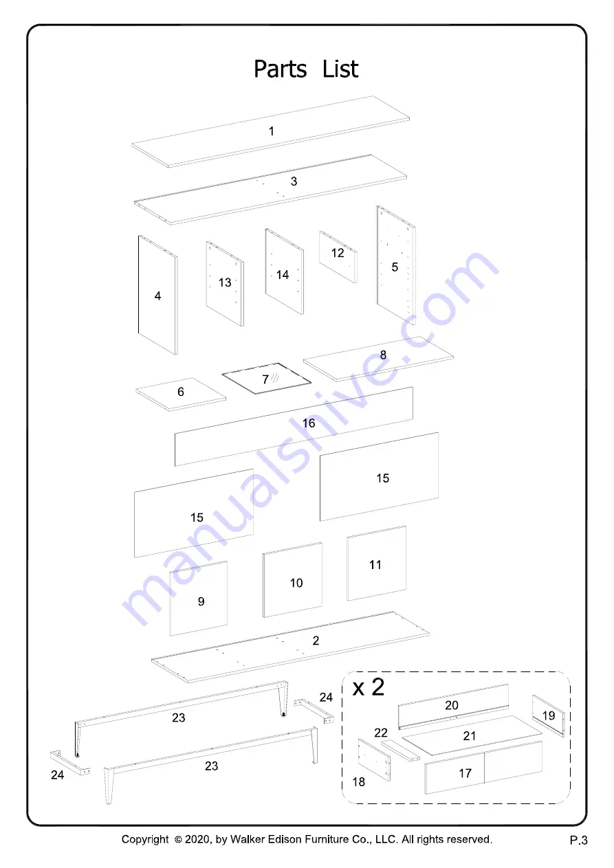 Walker Edison BU60BALWM Assembly Instructions Manual Download Page 3