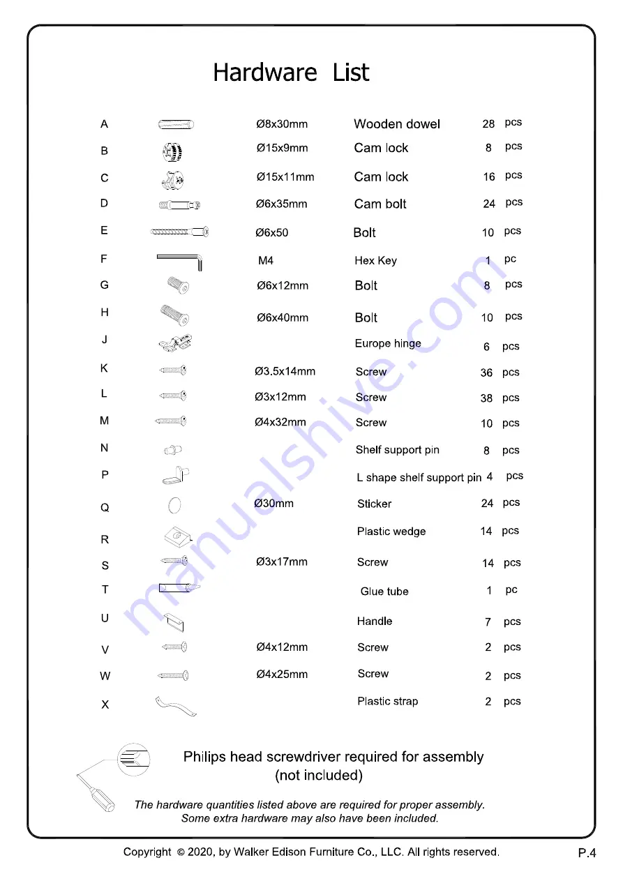 Walker Edison BU60BALWM Assembly Instructions Manual Download Page 4