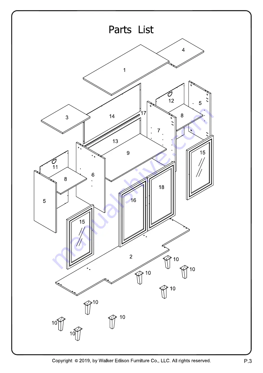 Walker Edison BU62LAU4D Assembly Instructions Manual Download Page 3