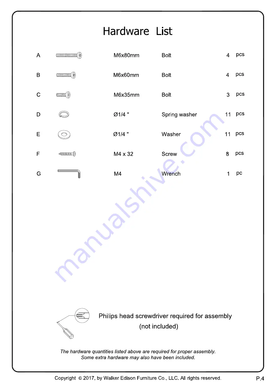 Walker Edison CH2LB Assembly Instructions Manual Download Page 4