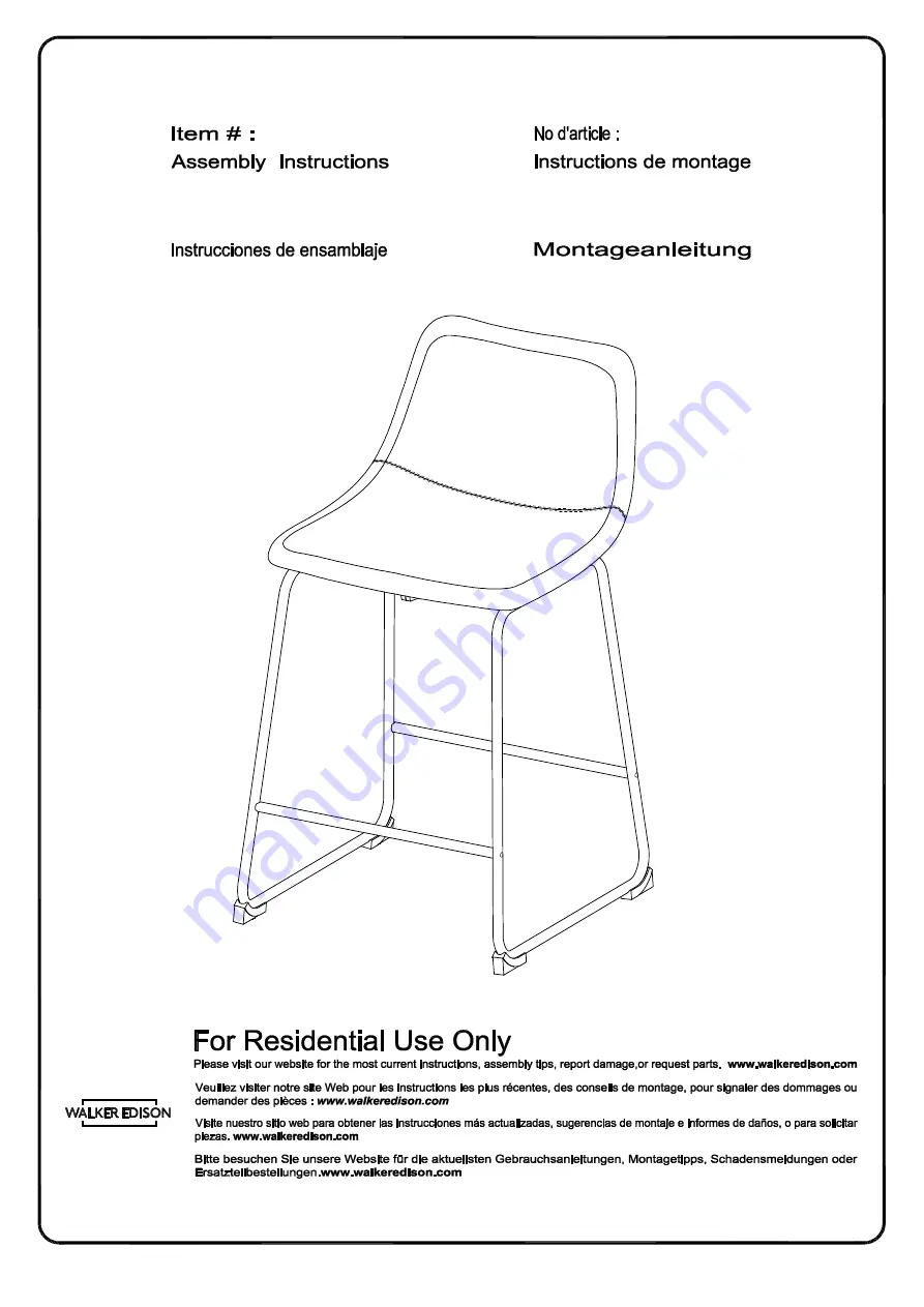 Walker Edison CHL26 Assembly Instructions Manual Download Page 1