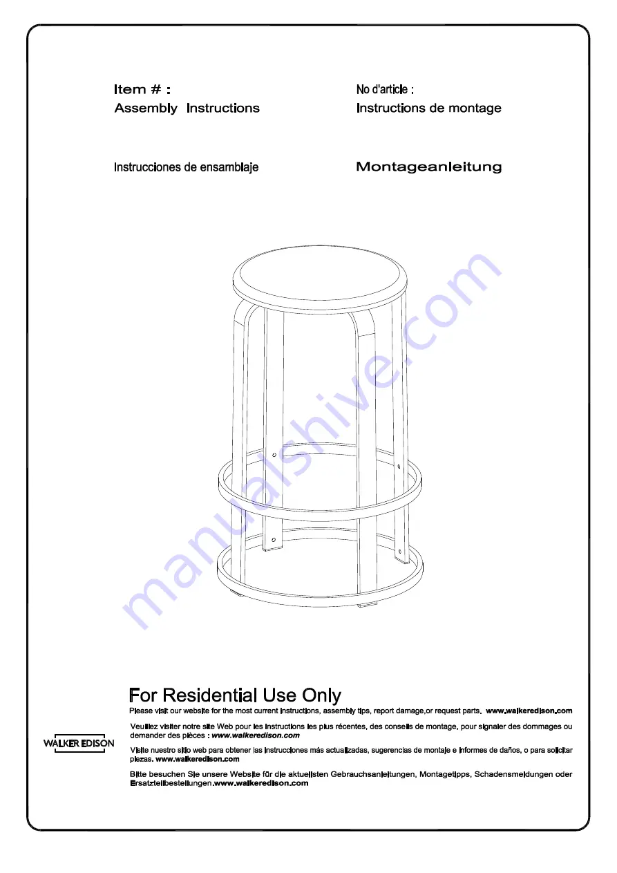 Walker Edison CLDK26B Assembly Instructions Manual Download Page 1