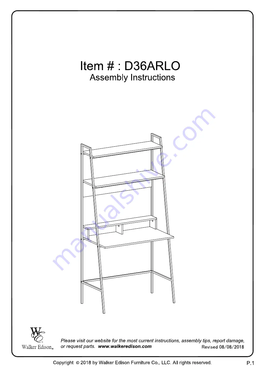 Walker Edison D36ARLO Скачать руководство пользователя страница 1