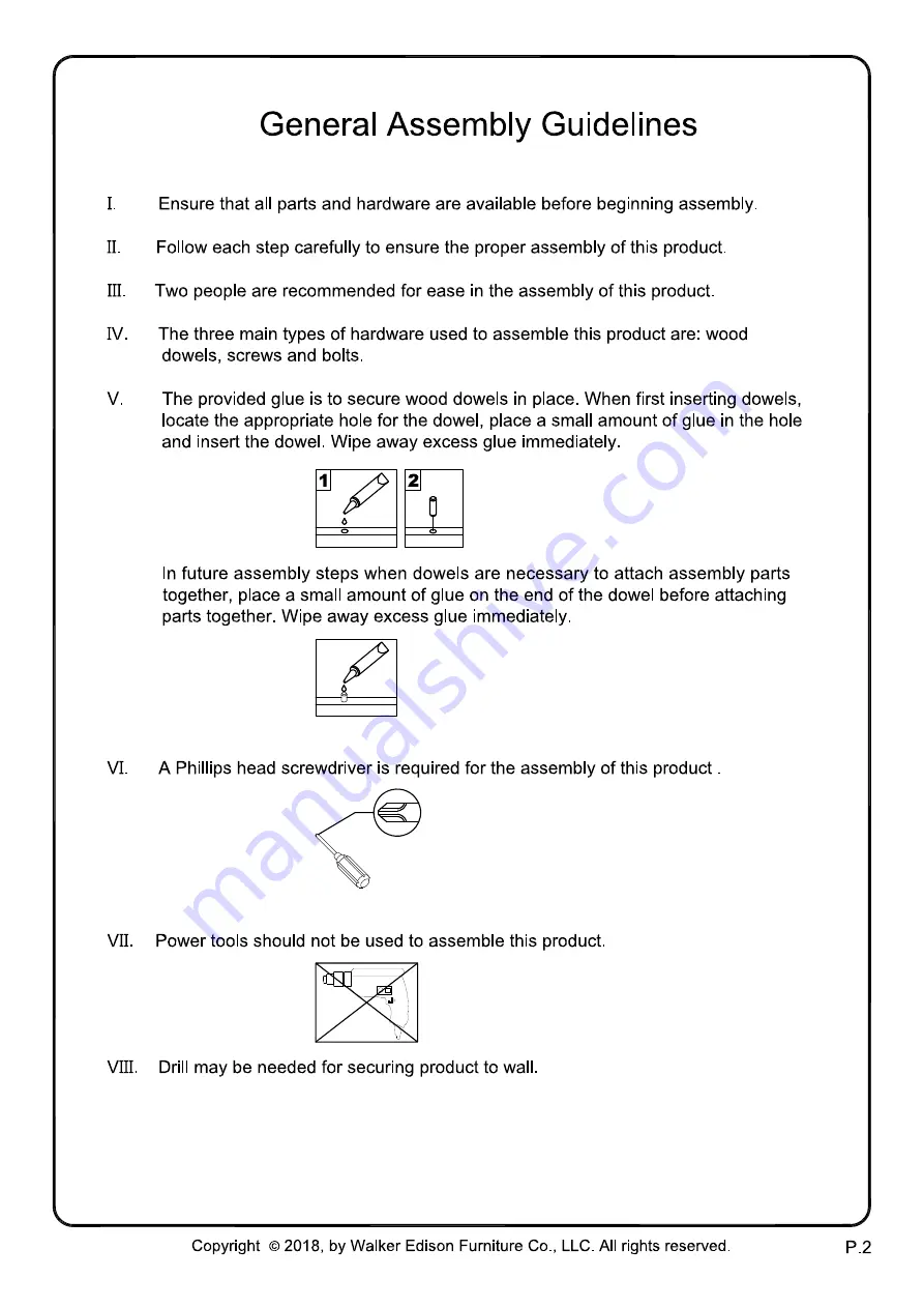 Walker Edison D36ARLO Assembly Instructions Manual Download Page 2