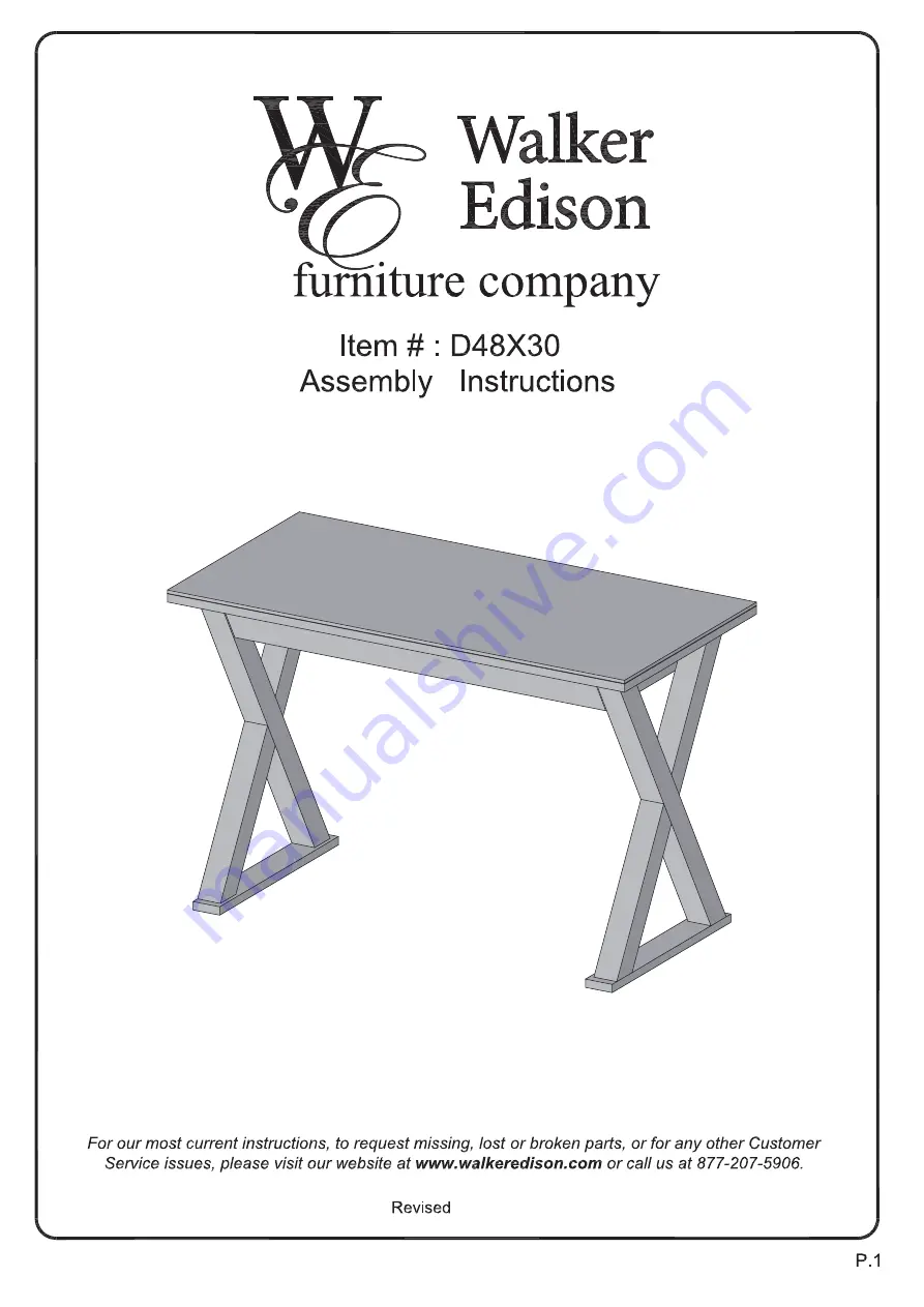 Walker Edison D48X30 Assembly Instructions Manual Download Page 1