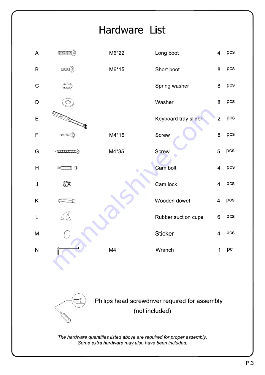 Walker Edison D48X30 Assembly Instructions Manual Download Page 3