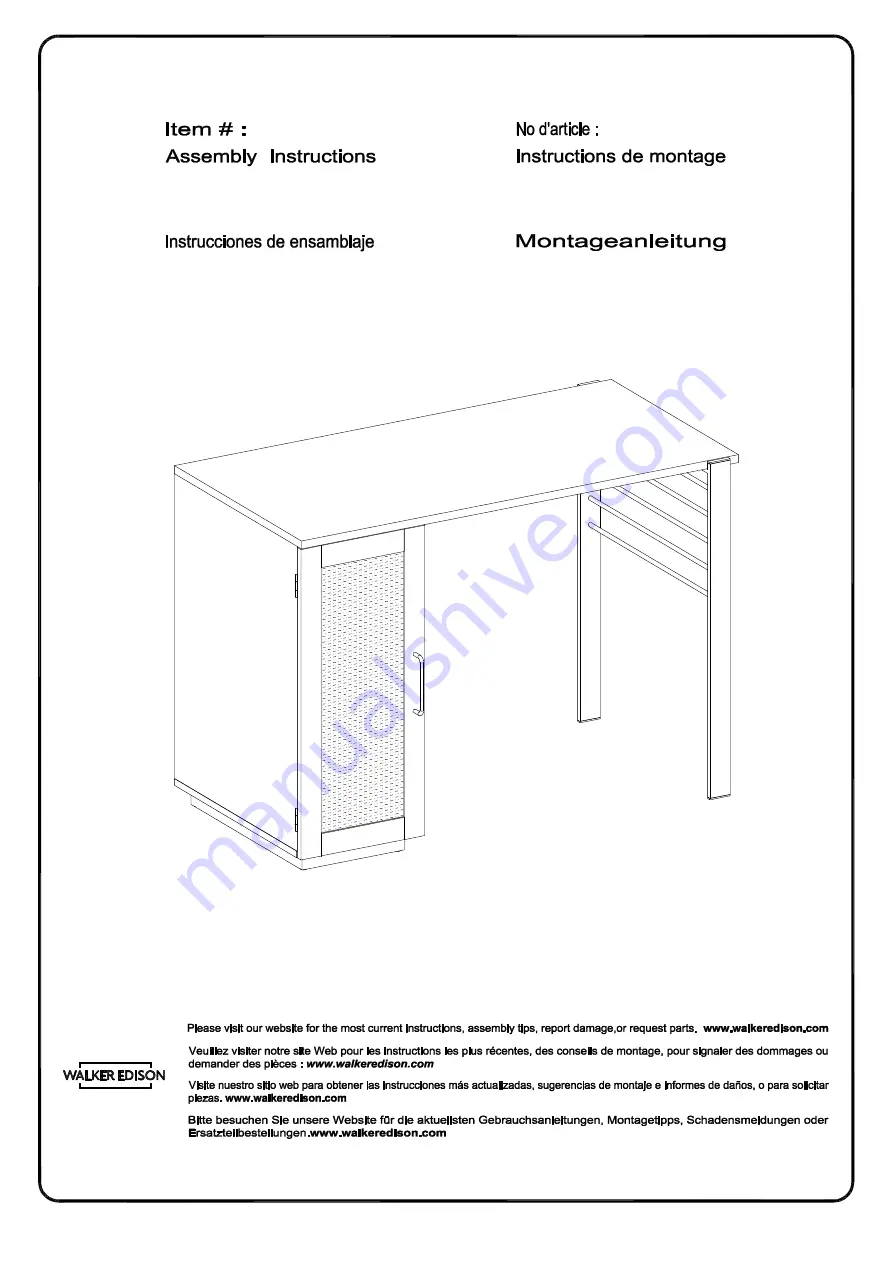 Walker Edison JAHO42CD Assembly Instructions Manual Download Page 1