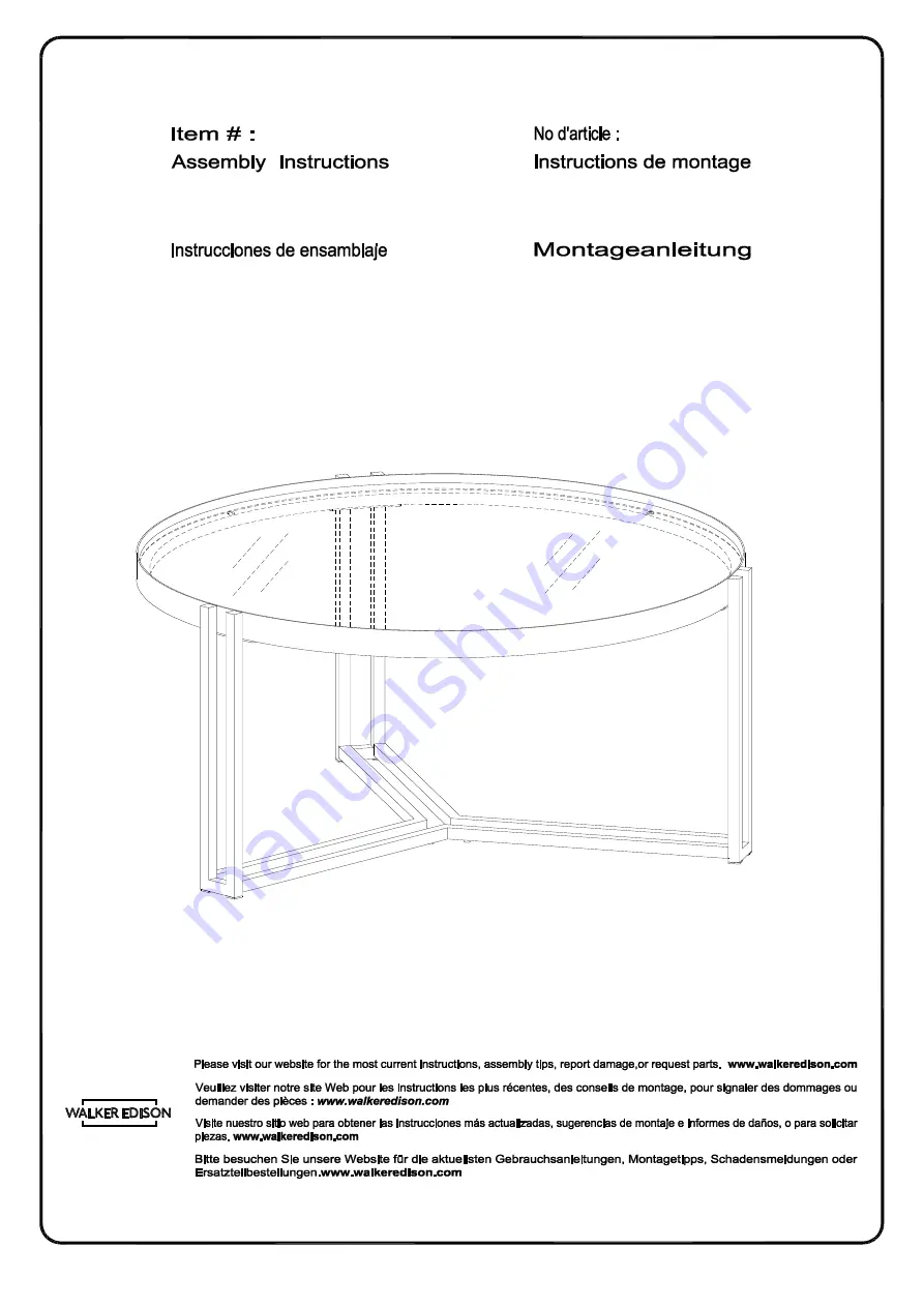 Walker Edison KENL1KG Assembly Instructions Manual Download Page 1