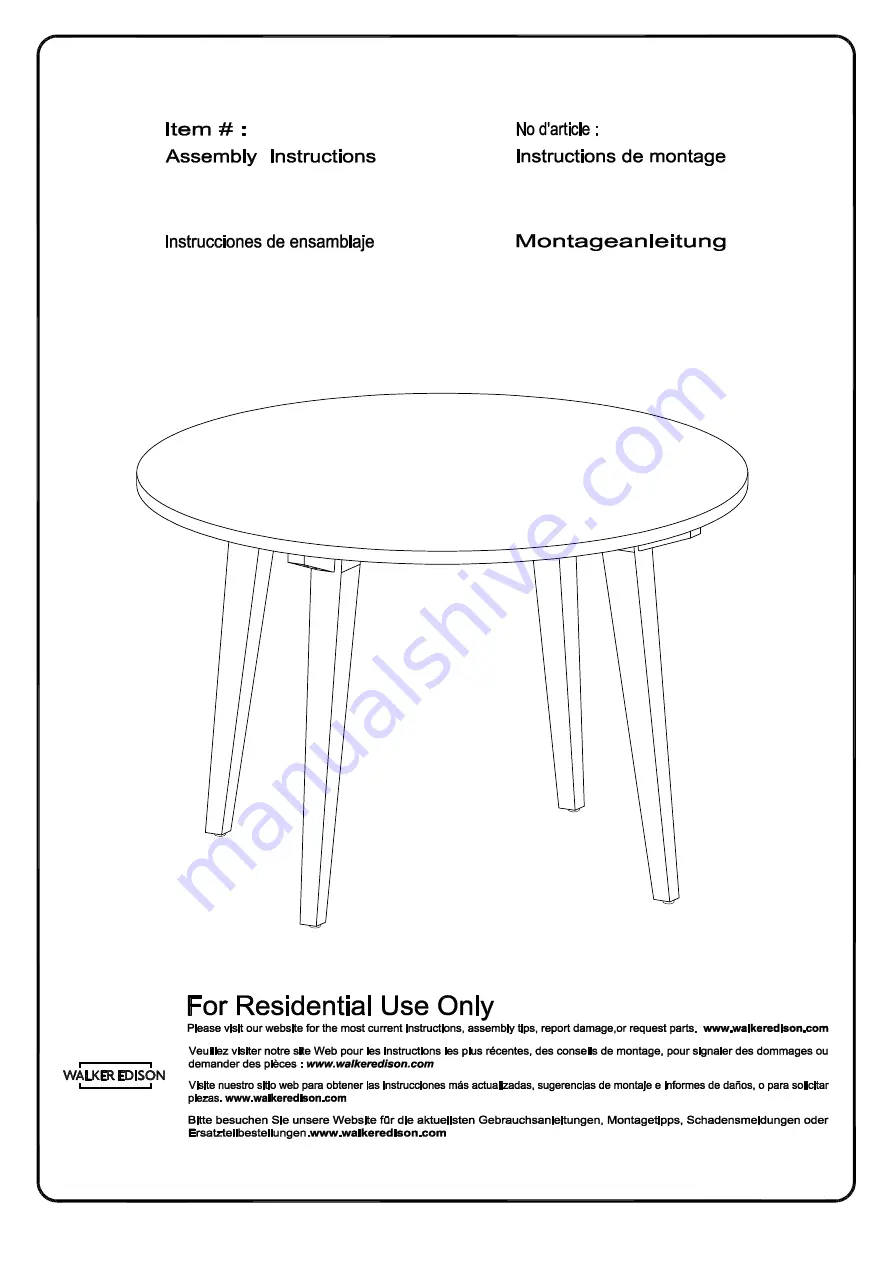 Walker Edison KOCD6E Assembly Instructions Manual Download Page 1