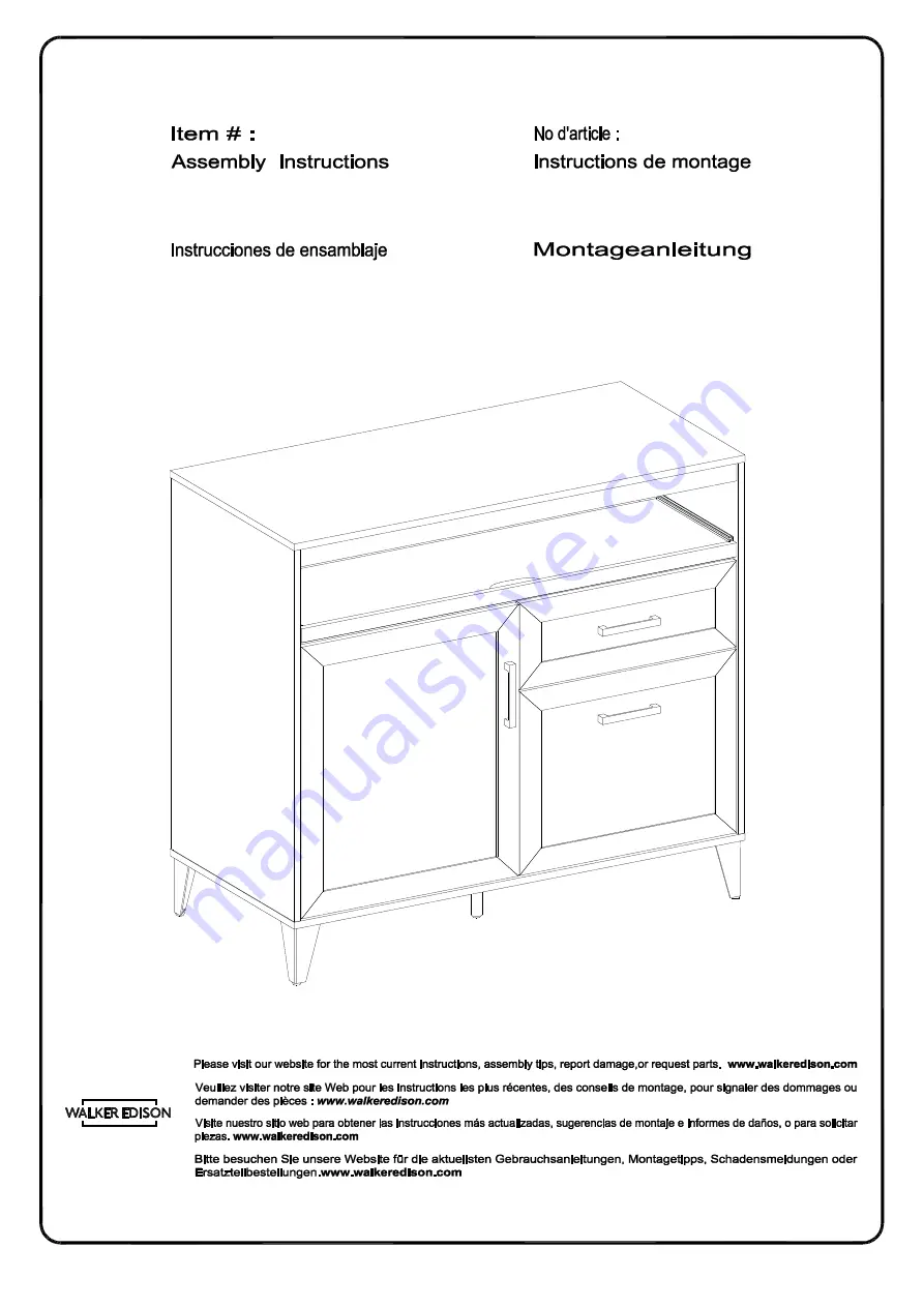 Walker Edison NORMHO42 Assembly Instructions Manual Download Page 1