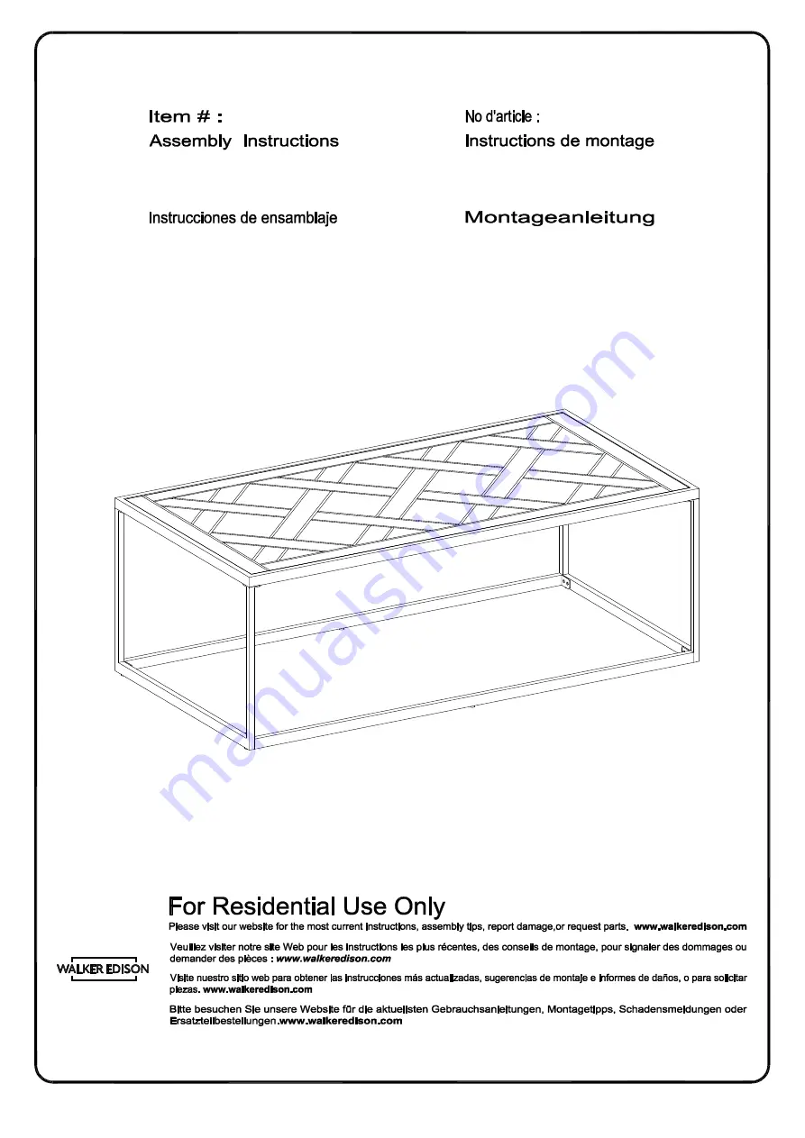 Walker Edison PRTL1K Assembly Instructions Manual Download Page 1