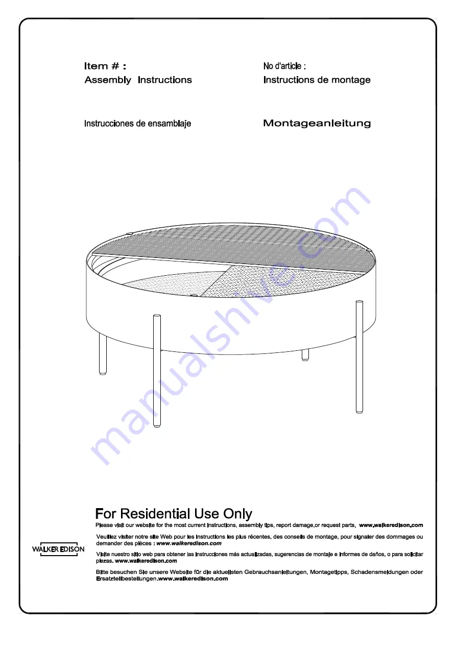 Walker Edison TEML1K Assembly Instructions Manual Download Page 1