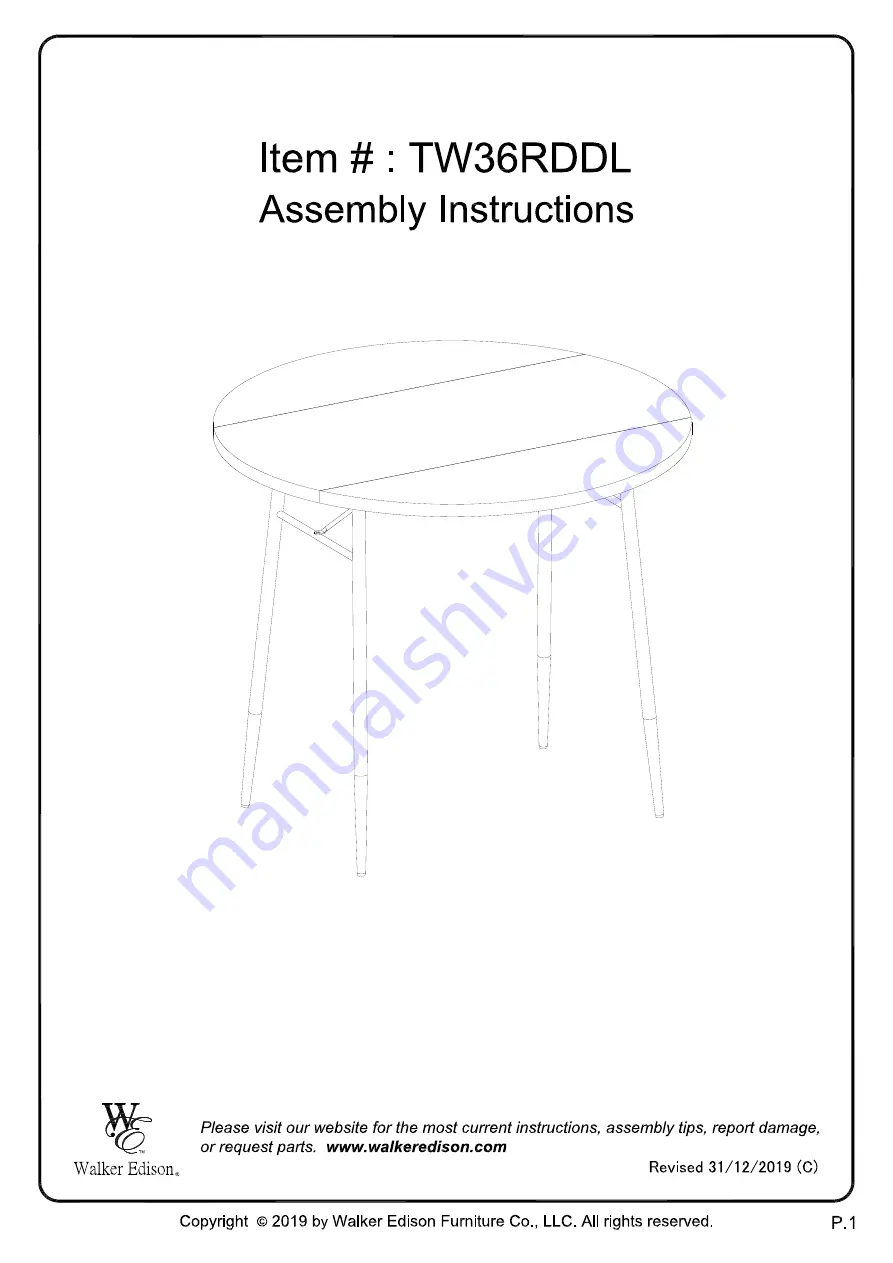 Walker Edison TW36RDDL Скачать руководство пользователя страница 1