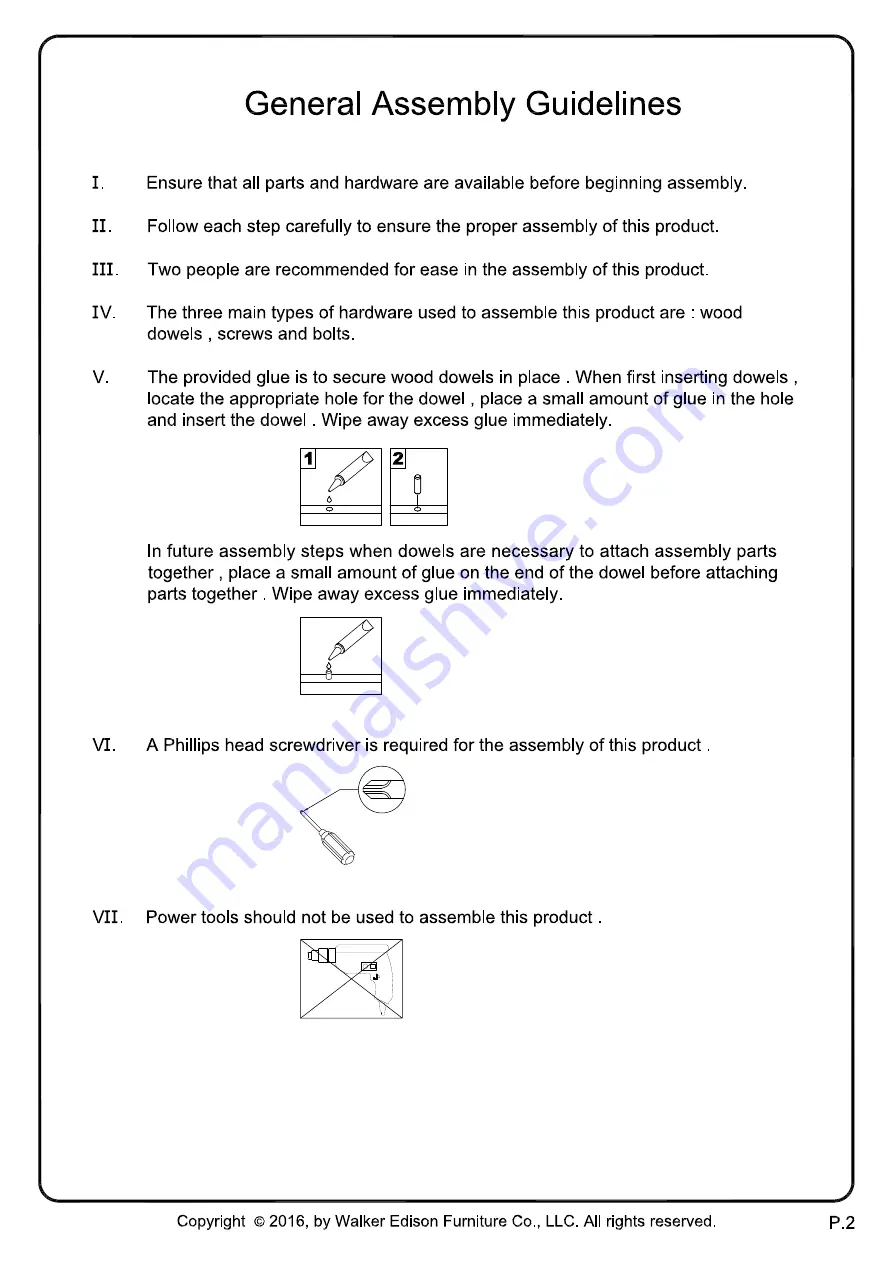 Walker Edison TW60SQ Assembly Instructions Manual Download Page 2