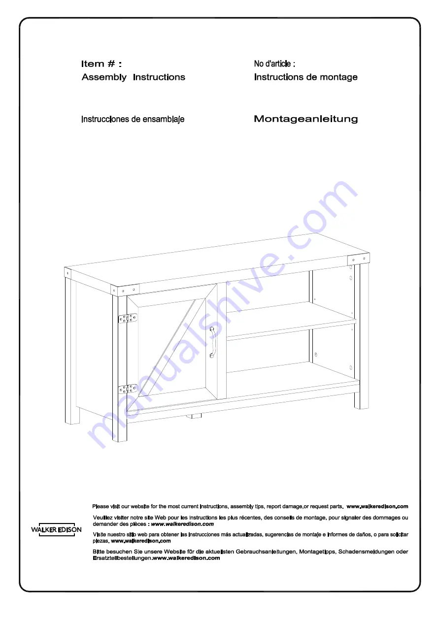 Walker Edison W44BD1D Assembly Instructions Manual Download Page 1