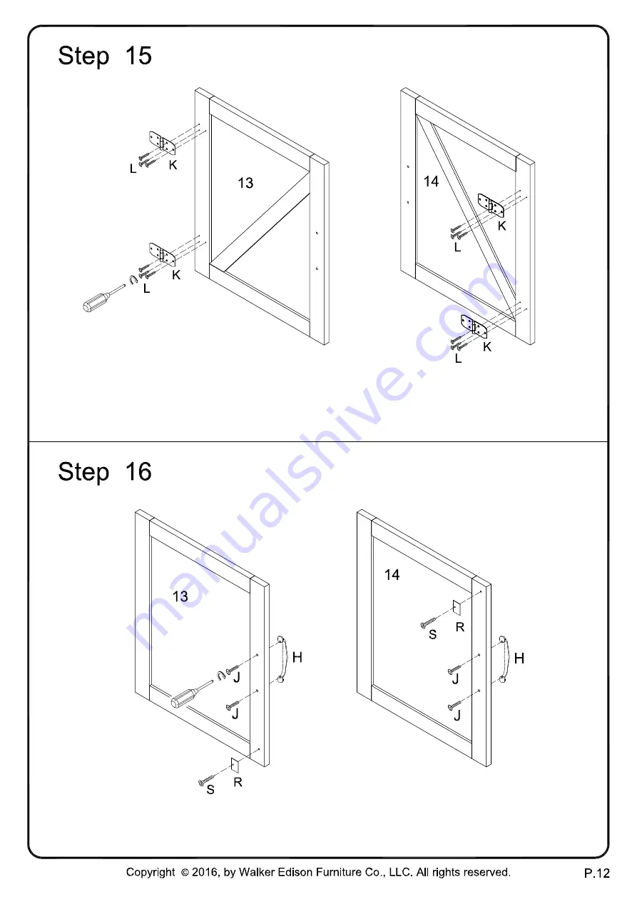 Walker Edison W528D4C Assembly Instructions Manual Download Page 12