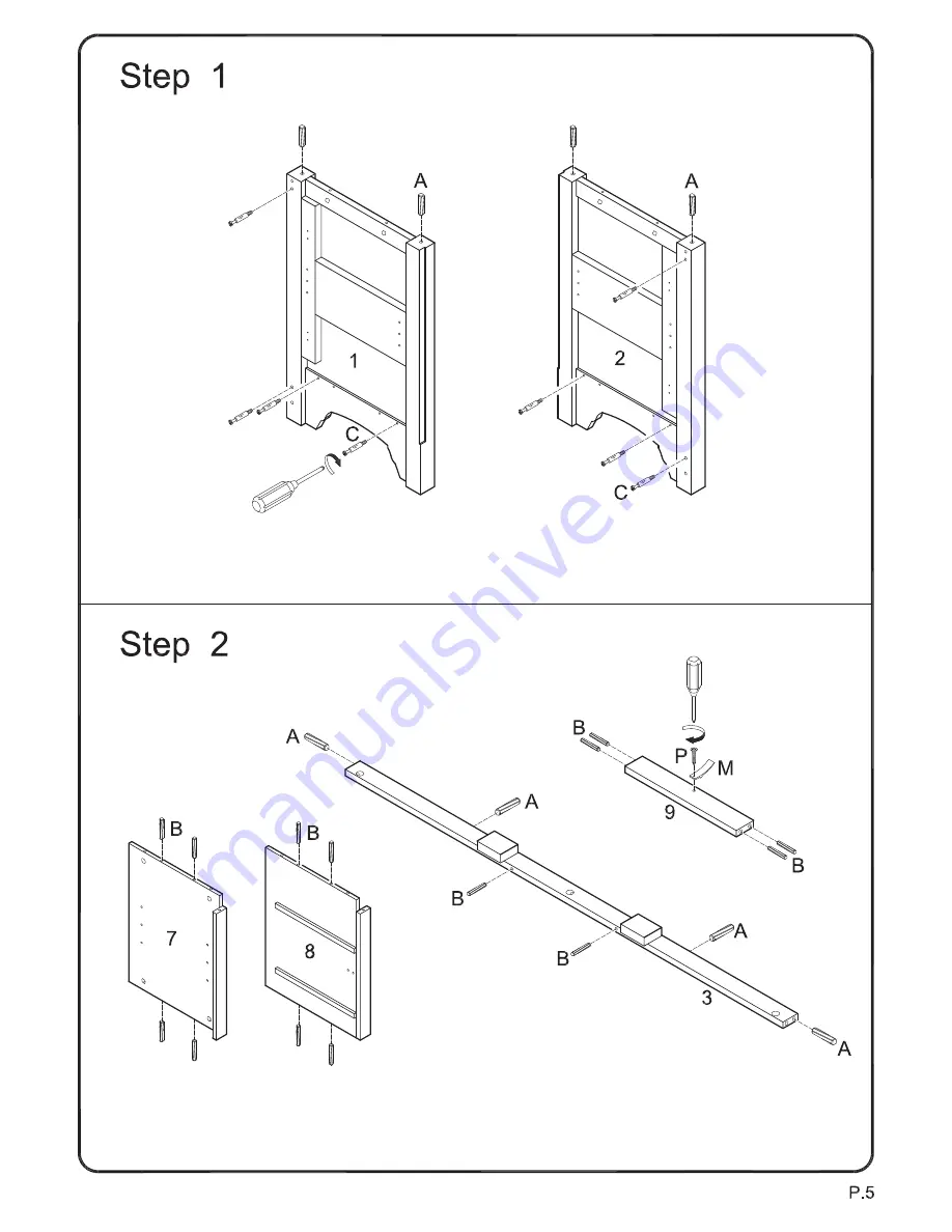 Walker Edison W52C2DW Assembly Instructions Manual Download Page 5