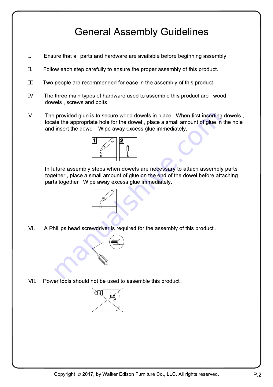 Walker Edison W52CRO Assembly Instructions Manual Download Page 2