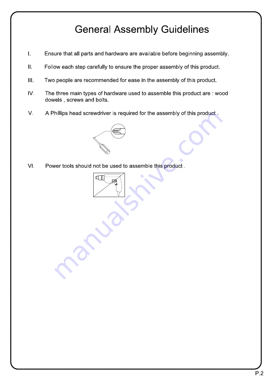 Walker Edison W52IV3DCRN Assembly Instruction Manual Download Page 2