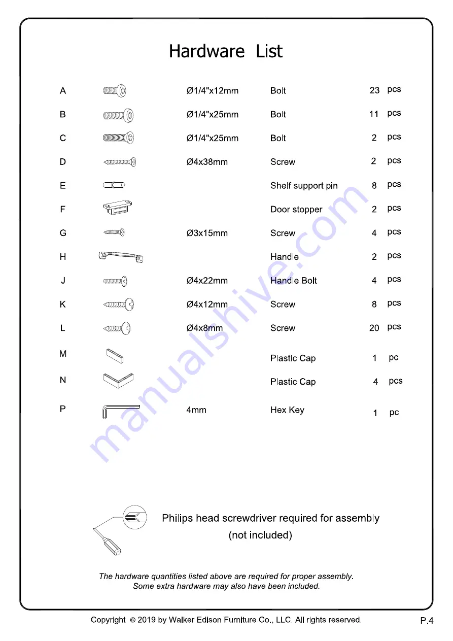 Walker Edison W52SOI2D Assembly Instructions Manual Download Page 4