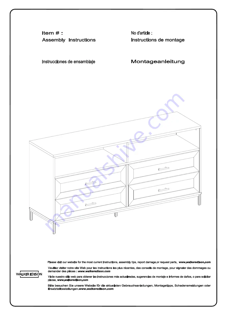 Walker Edison W56CVY4DR Assembly Instructions Manual Download Page 1