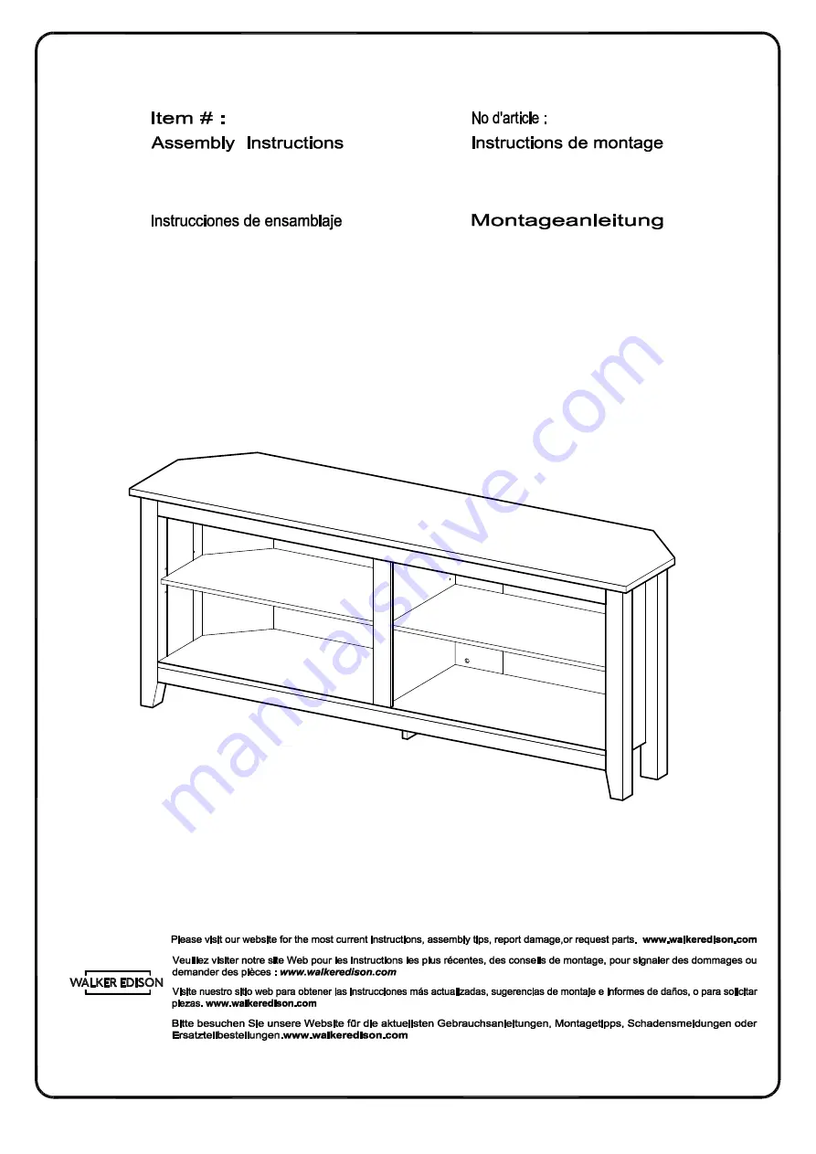 Walker Edison W58CCR Assembly Instructions Manual Download Page 1