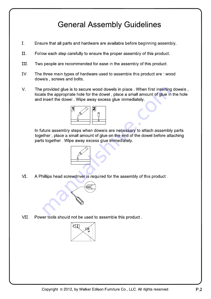 Walker Edison W58CSP-MT Assembly Instructions Manual Download Page 2