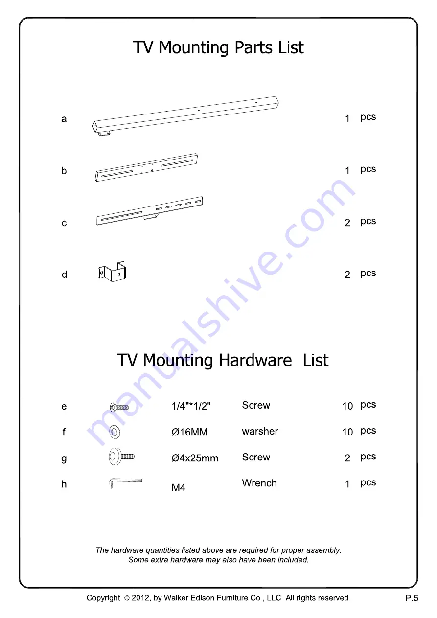 Walker Edison W58CSP-MT Assembly Instructions Manual Download Page 5