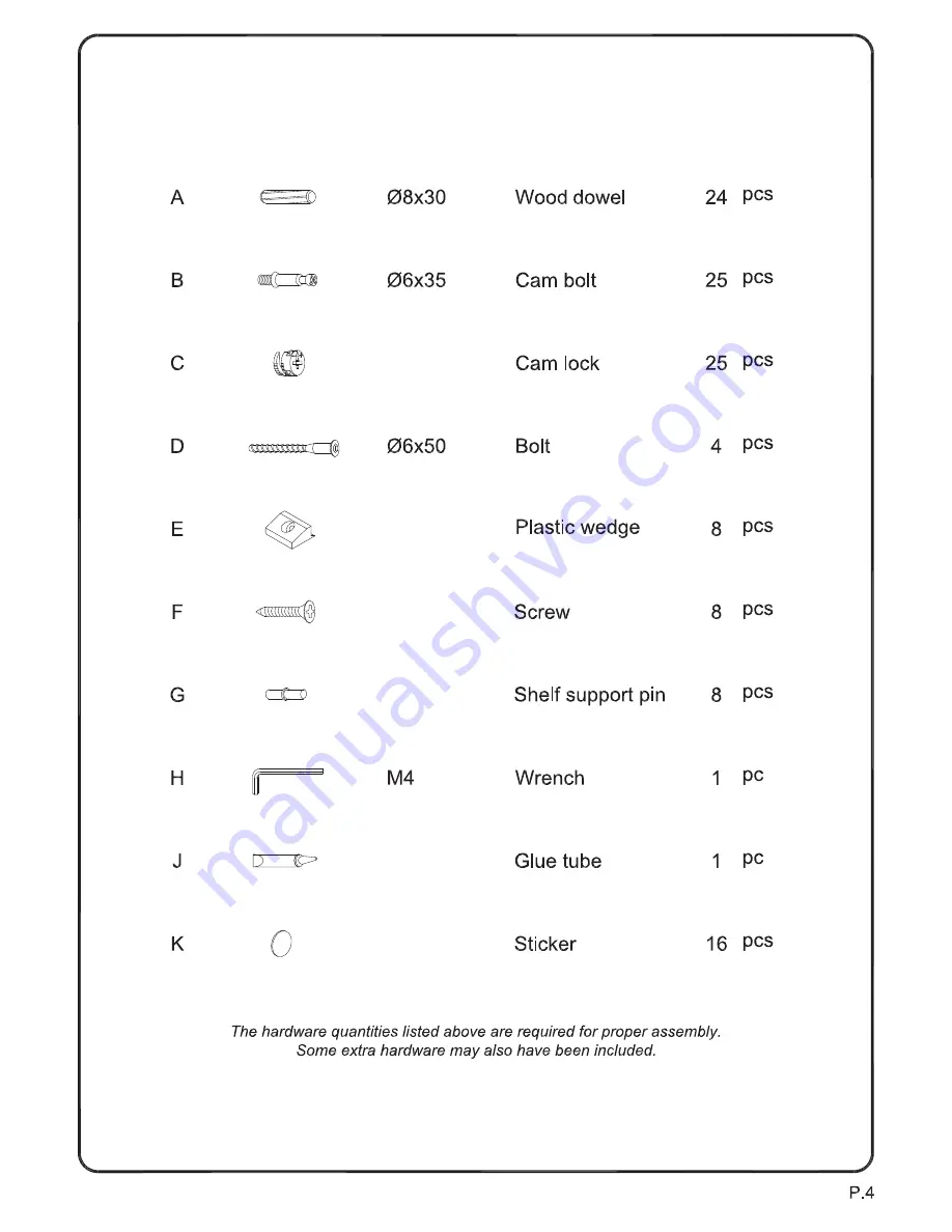 Walker Edison W58CSP Assembly Instructions Manual Download Page 4