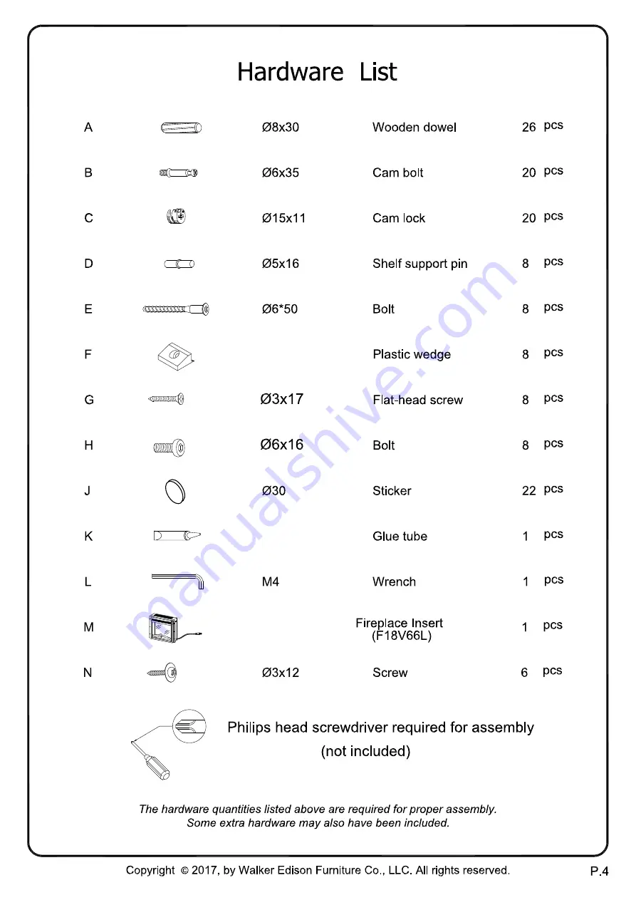 Walker Edison W58FP18SM Assembly Instructions Manual Download Page 4