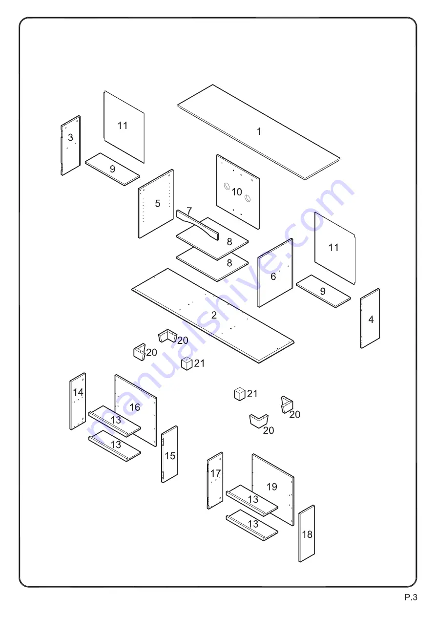 Walker Edison W60C73 Assembly Instructions Manual Download Page 3