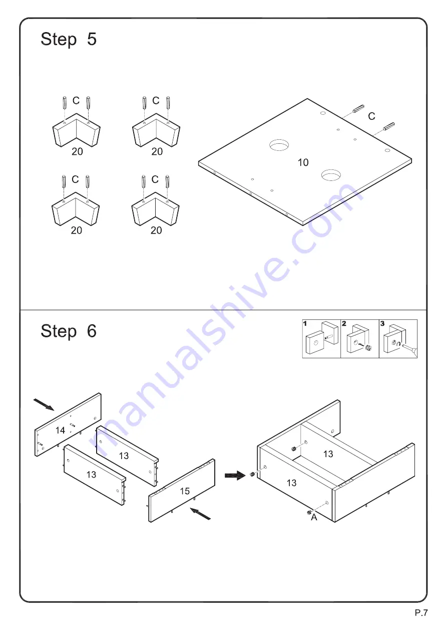 Walker Edison W60C73 Assembly Instructions Manual Download Page 7