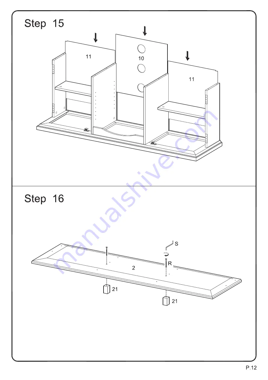 Walker Edison W60C73BL-TVS Assembly Instructions Manual Download Page 12