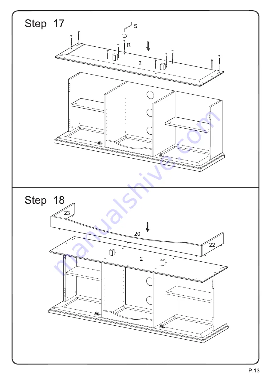 Walker Edison W60C73BL-TVS Assembly Instructions Manual Download Page 13