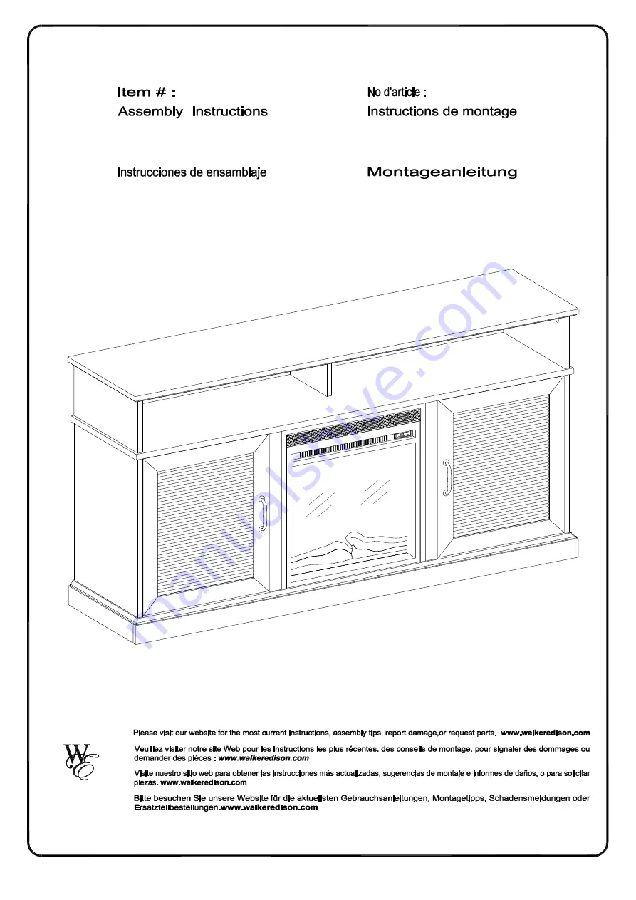 Walker Edison W60FP2DHB Assembly Instructions Manual Download Page 1