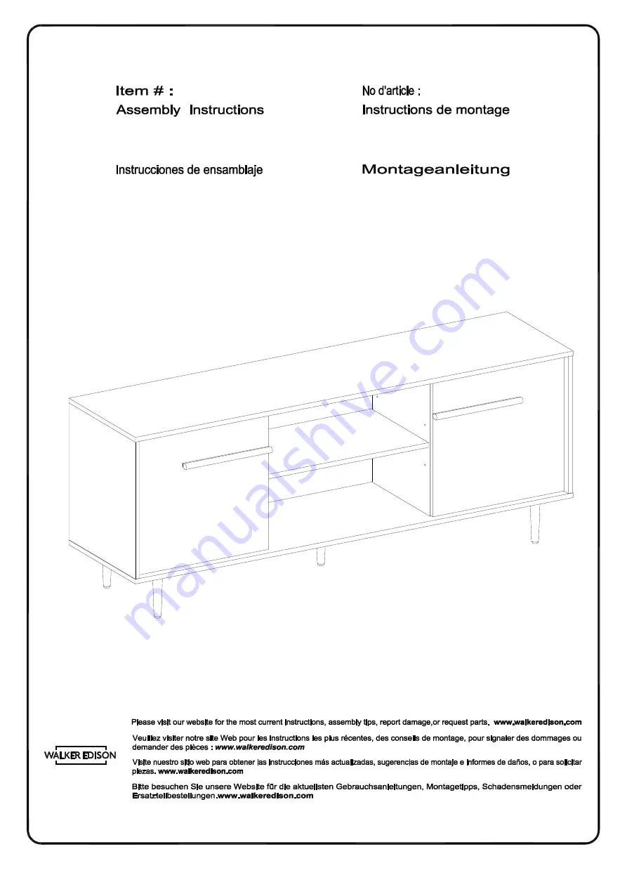 Walker Edison W60MAR2D Assembly Instructions Manual Download Page 1