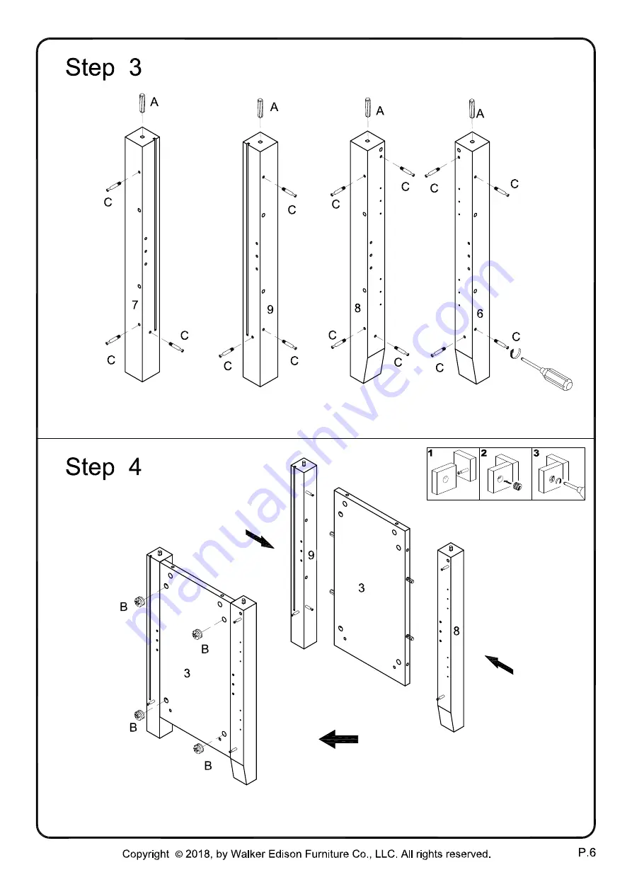 Walker Edison W70CS2D Assembly Instructions Manual Download Page 6