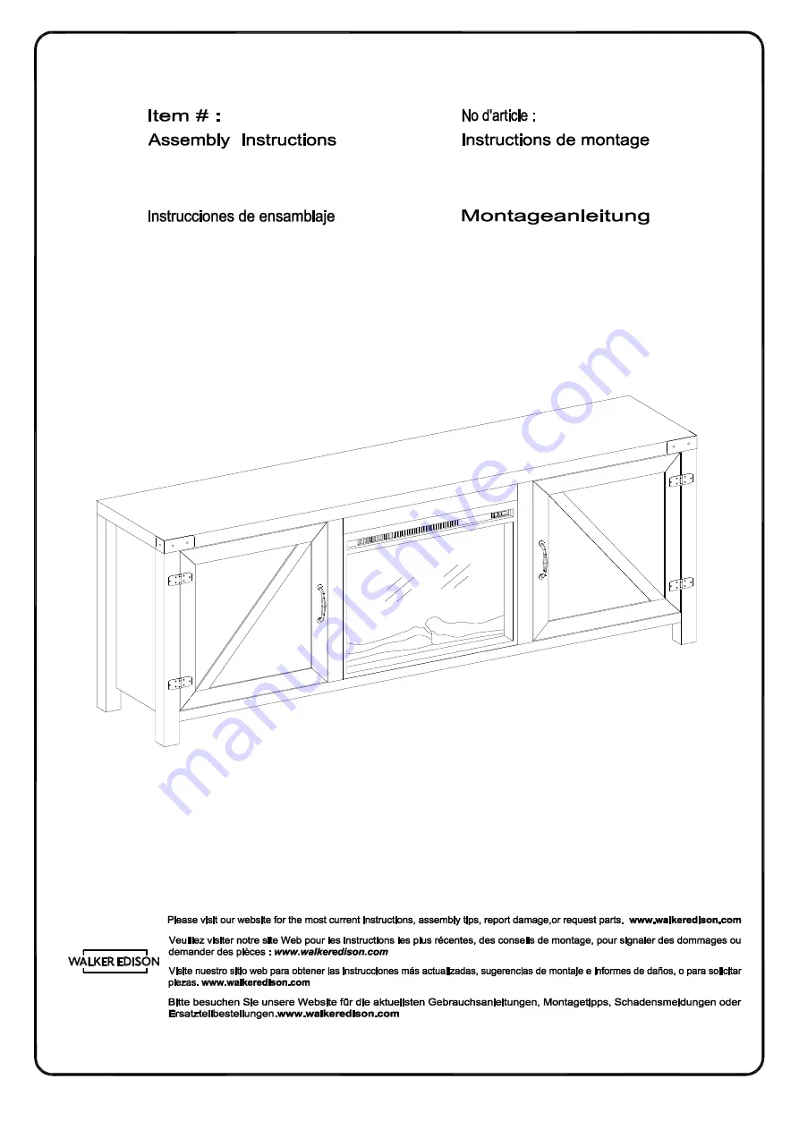 Walker Edison W70FPBDSD Assembly Instructions Manual Download Page 1